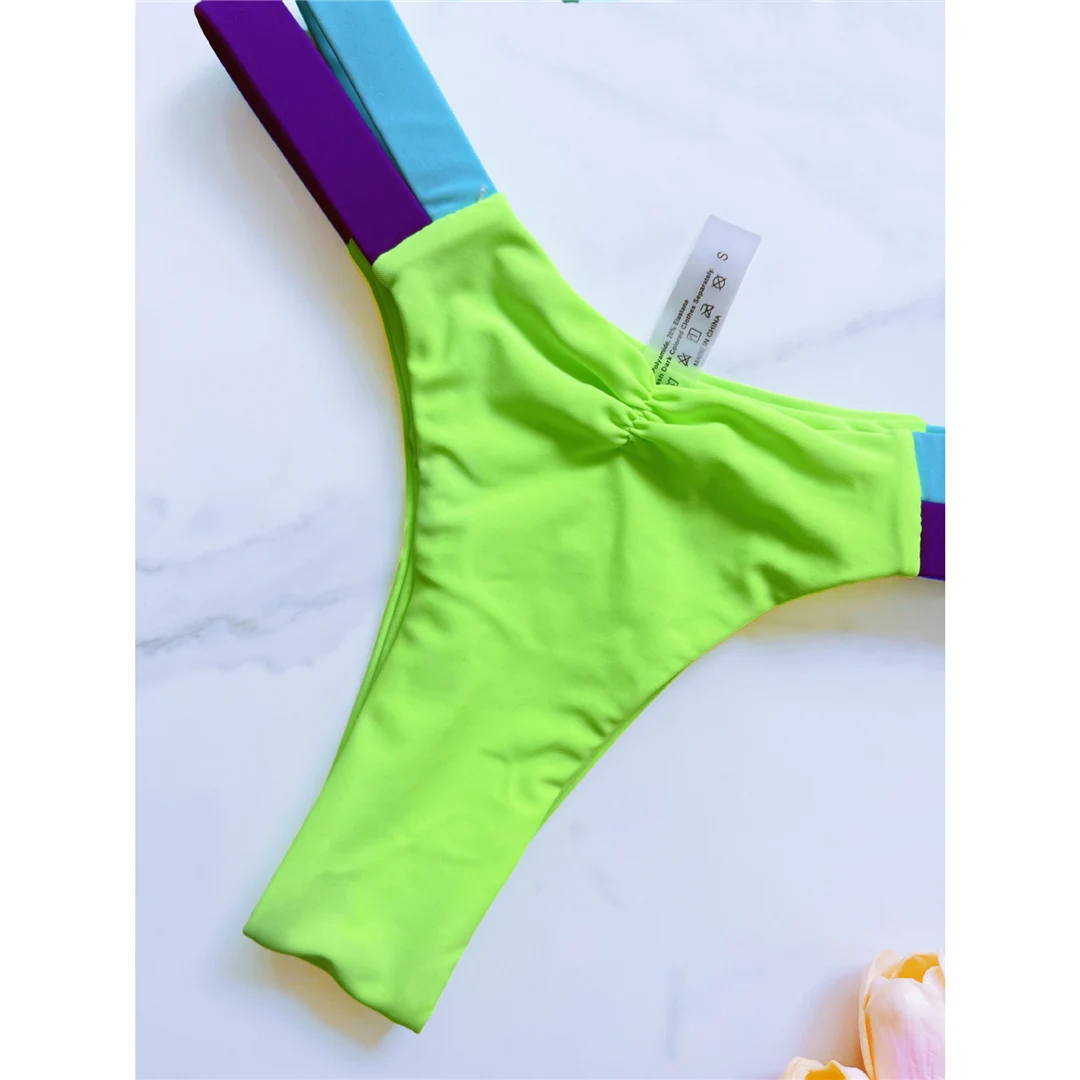 Splicing Neckholder High-Cut Brazilian Bikini Damen Bademode Zweiteiliger Bikini-Set Badeanzug Badebekleidung Schwimmanzug V6067 – Detail 28