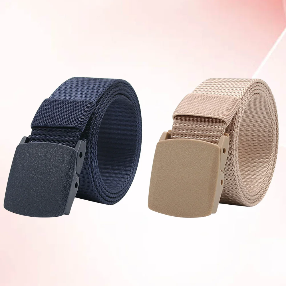 

2Pcs Canvas Waist Belt Durable Adjustable Plastic Buckle Lightweight Breathable Outdoor Training Belt for Casual Use