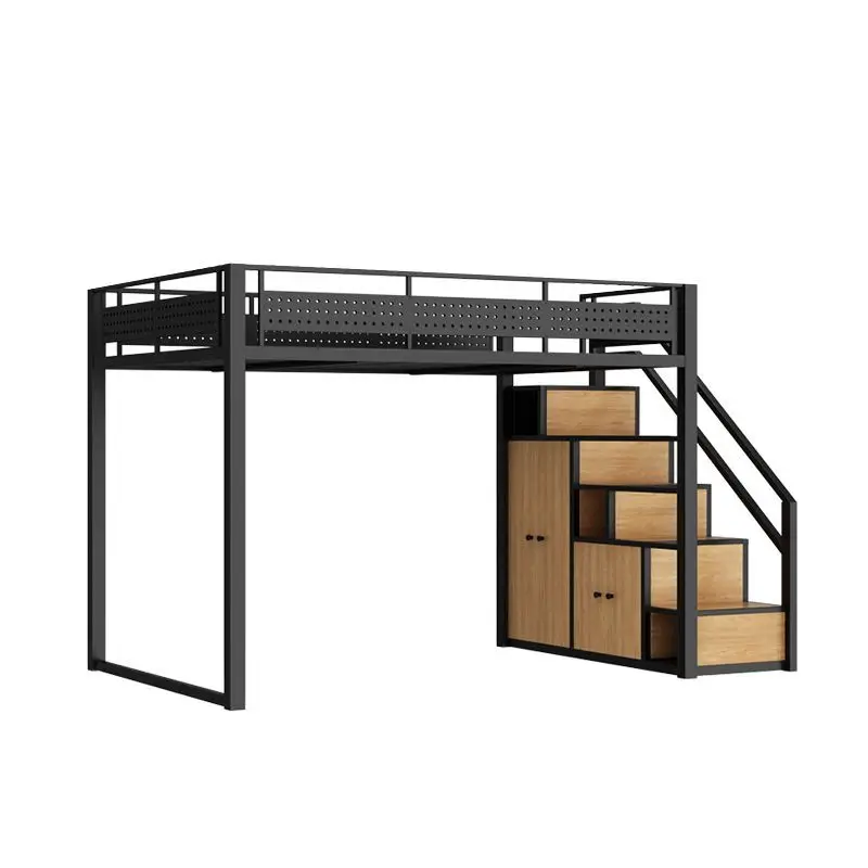 Elevated bed Multifunctional single upper floor Small apartment guardrail Children's slide Thickened bed and table