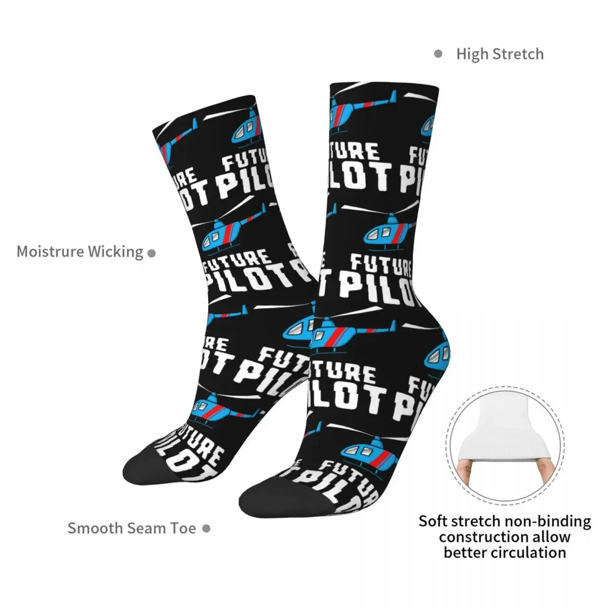 Future Pilot Socks Harajuku Sweat Absorbing Stockings All Season Long Socks Accessories for Man's Woman's Birthday Present