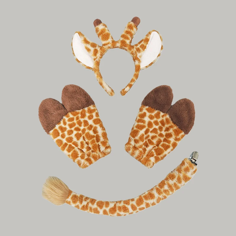 Pluche Dier Oor Hoofdband Hoef Staart Ezel Giraffe Koe Party Lolita Cosplay Props Maskerade Halloween Kostuum Set Hoofddeksel