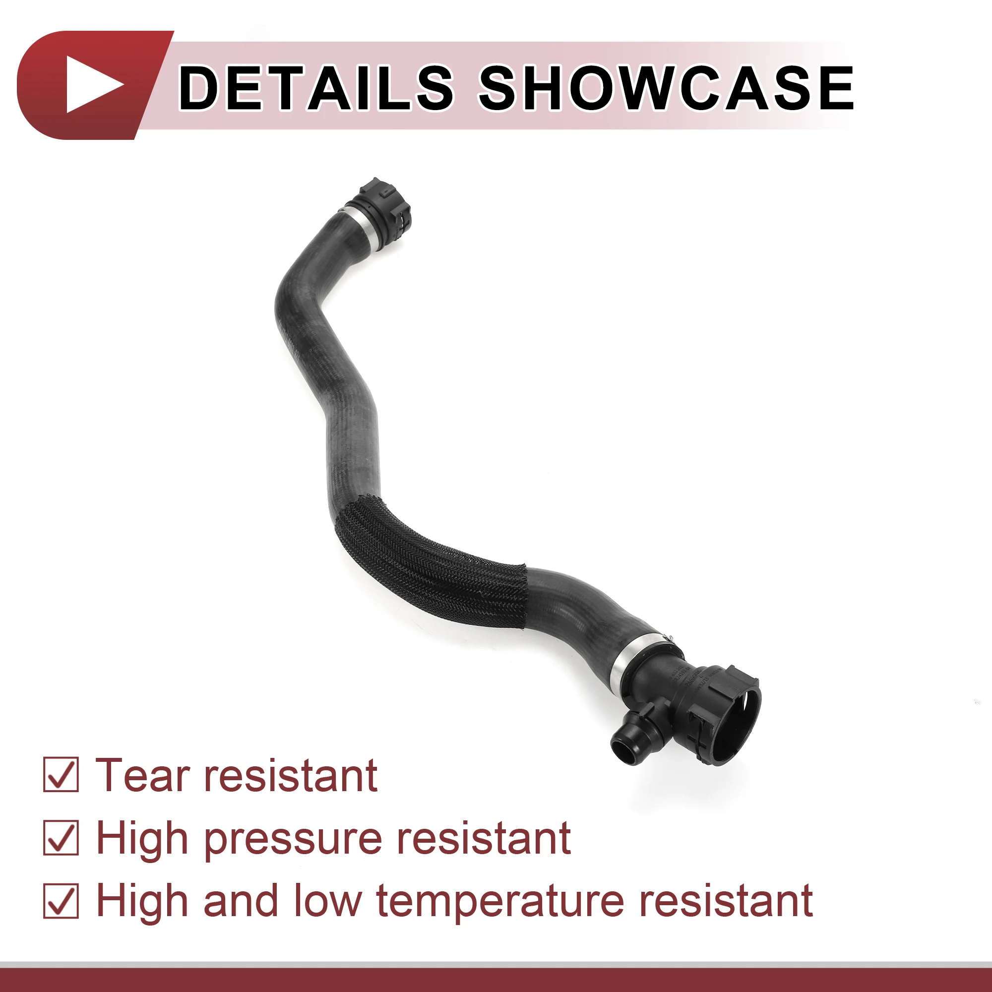 UXCELL 1 Pcs Radiator Coolant Hose for BMW 740i XDrive 3.0L 2017-2019 Upper Heater Hose No.17128602871 Black Rubber