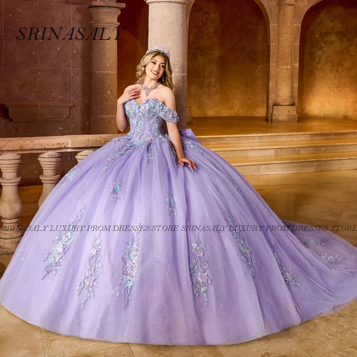 

Customized Mexico Quinceanera Dress Ball Gown Flowers Applique Beading Corset Sweet 16 Of The Shoulder Vestidos De 15 Años