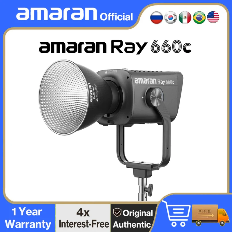 Amaran Ray 660c 660W 2,300K - 10 000K Полноцветный светильник Bowens Mount COB для записи видео, видеосвет от Aputure Amaran Ray 660c 660W 2,300K - 10 000K Полноцветный светильник Bowens Mount COB для записи видео, видеосвет от Aputure