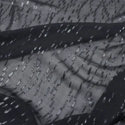 Indian Elegant Royal Shiny Silk Metallic Fabric Black Ready Goods Summer Silver Dots for Lady Sleepwear Cloth