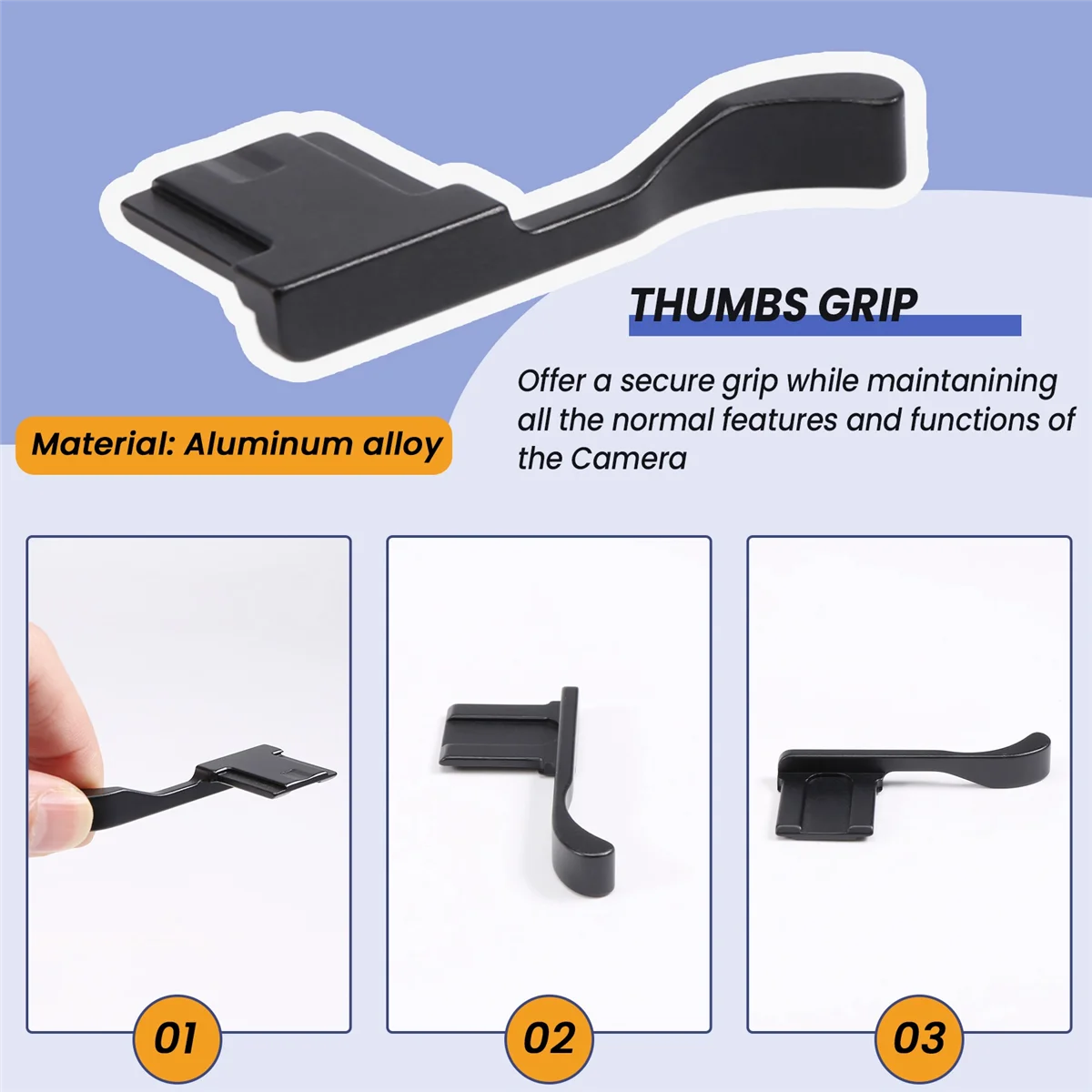 SMIEA Metal Hot Shoe Cover Thumb Grip for Fujifilm Fuji X100F X100T X70 X-E3 X-A1 X-A2 X-A3 X-A5 X-M1 XA3 XE3 Black