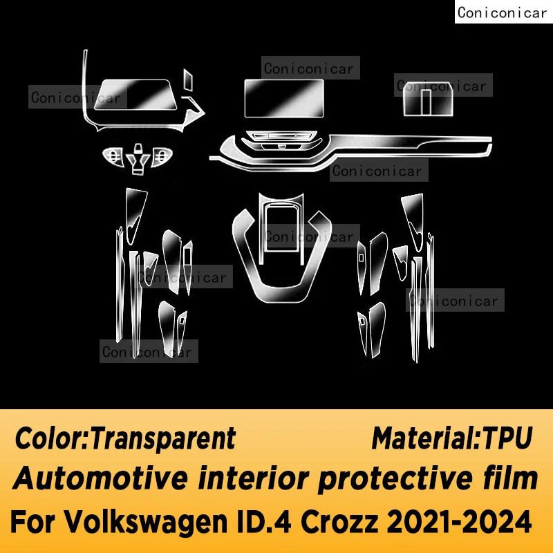 For Volkswagen ID.4 CROZZ 2021-2024 ID4 Gearbox Panel Navigation Automotive Interior Screen TPU Protective Film Anti-Scratch