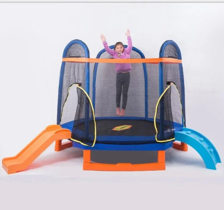 Top best selling 7ft Kids Trampoline with Safety Enclosure Net, Slide, and Fun Design for Indoor & Outdoor Play