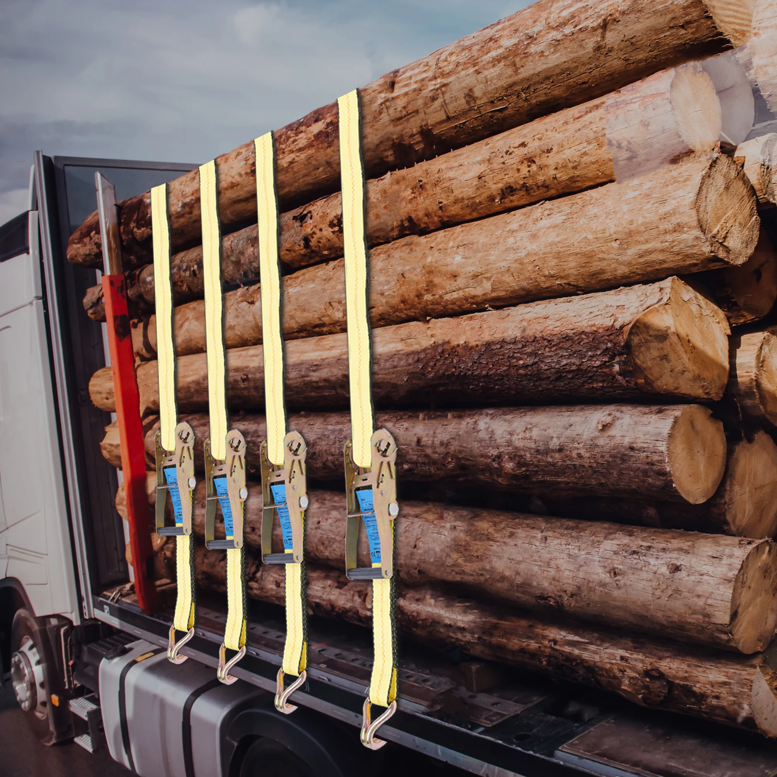 4 PACK Vastbindriemen Ratel Dubbele J-haak Heavy Duty 11000 lbs 2''x 27ft NIEUW