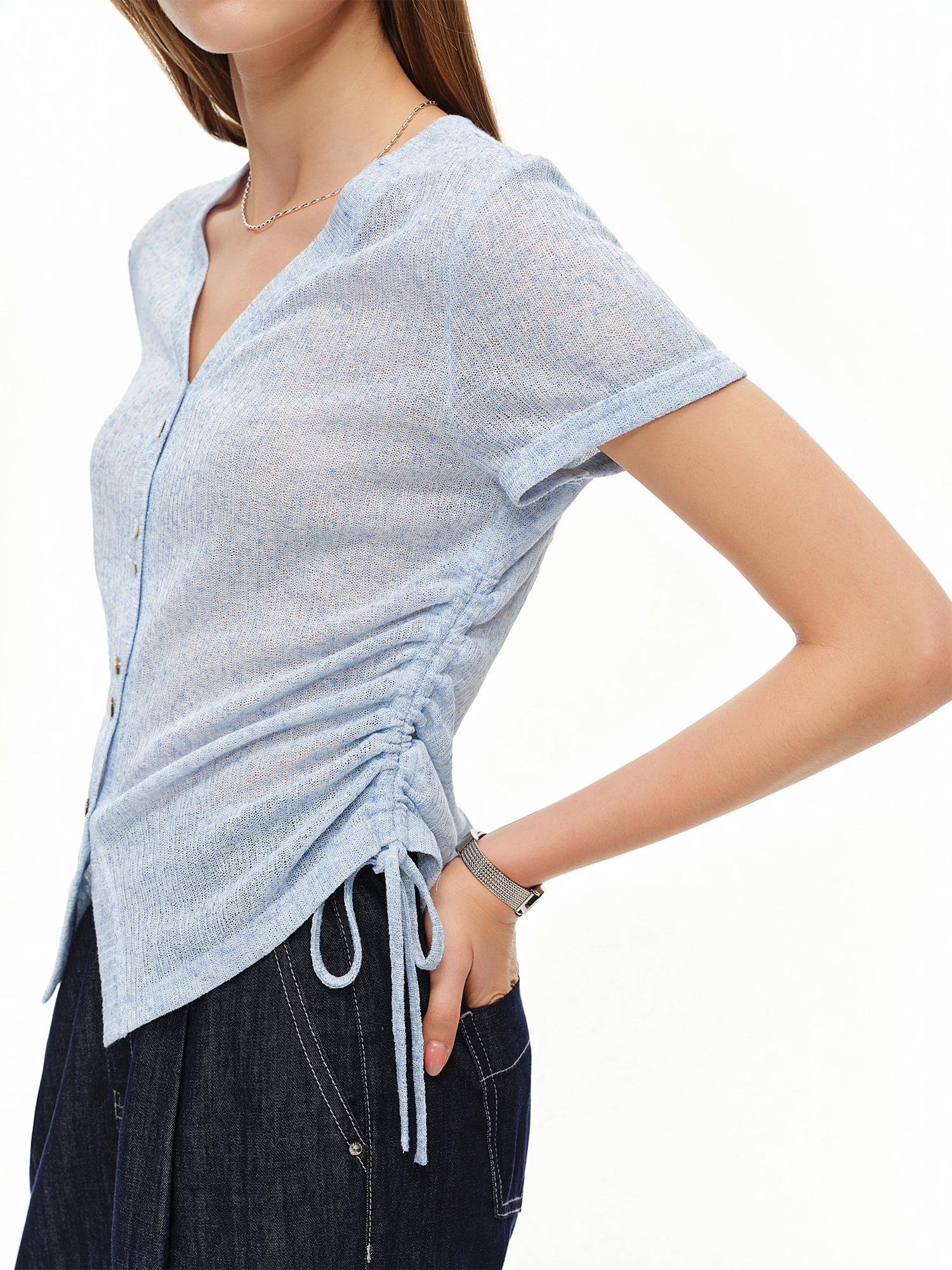 DUSHU Lightweight V-neck Linen - Short Linen Drawstring recension och pris