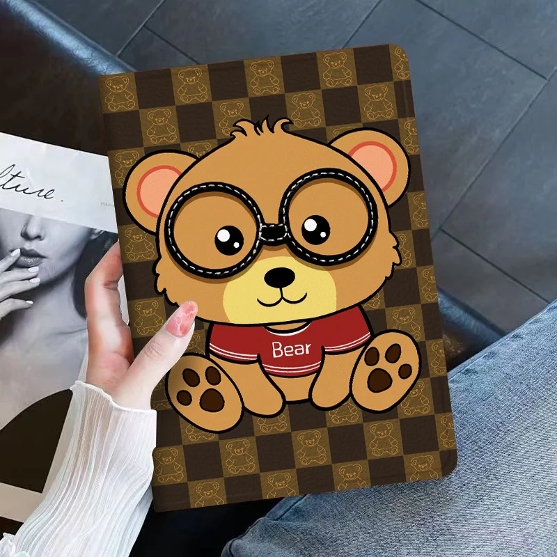 

For Xiaomi Redmi Pro 12.1 Case 2024 12.1inch HD Cartoon Glasses Small Bear Flip Tablet Cases For Xiaomi POCO Pad 12.1" Cover