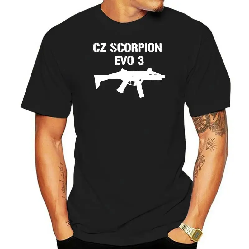 Cz Scorpion Evo 3 Maschinenpistole Militär Distressed T-Shirt sehr beliebter Stil T-Shirt Herren Slim Fit Baumwolle Hochwertiger Film