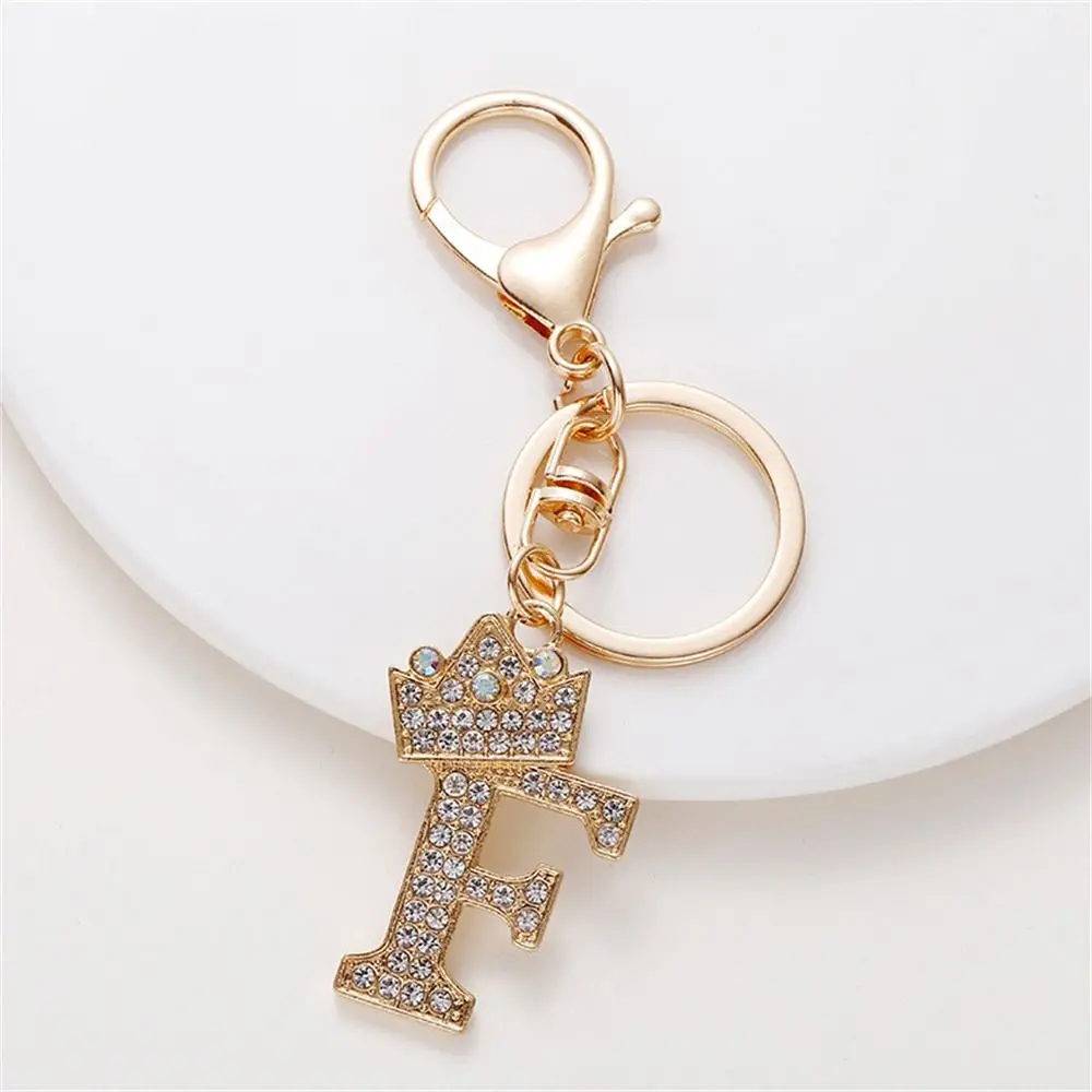 Bag Ornaments Hanging Decoration Letter Crown Key Chain 26 Letter Keychain 26 Alphabet Key Ring English Alphabet Keyring