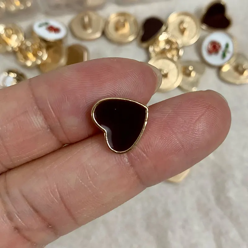 40pcs/pack Flower Metal Buttons For Crafts Heart Embellishment Sewing Accessories Sewing Materials Needlework Diy Decoration New