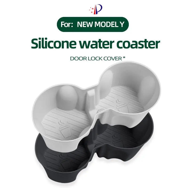 SSuitable For Tesla's Updated Model Y/3 Silicone Center Console Cup Pad Interior Dustproof Cup Protection Pad