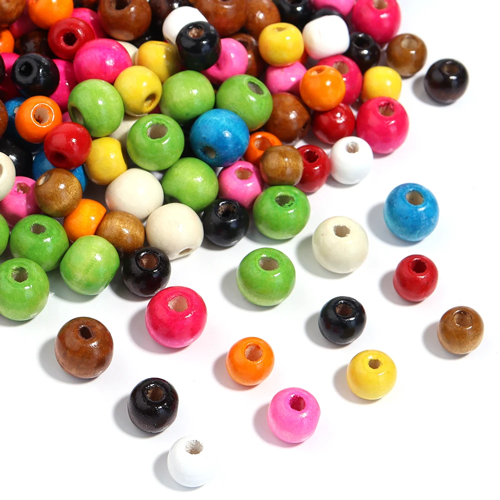 8/10/12mm Natural Wood Beads Multicolour Wooden Round Ball Spacer Loose Beads For Jewelry Making DIY Bracelet Necklace