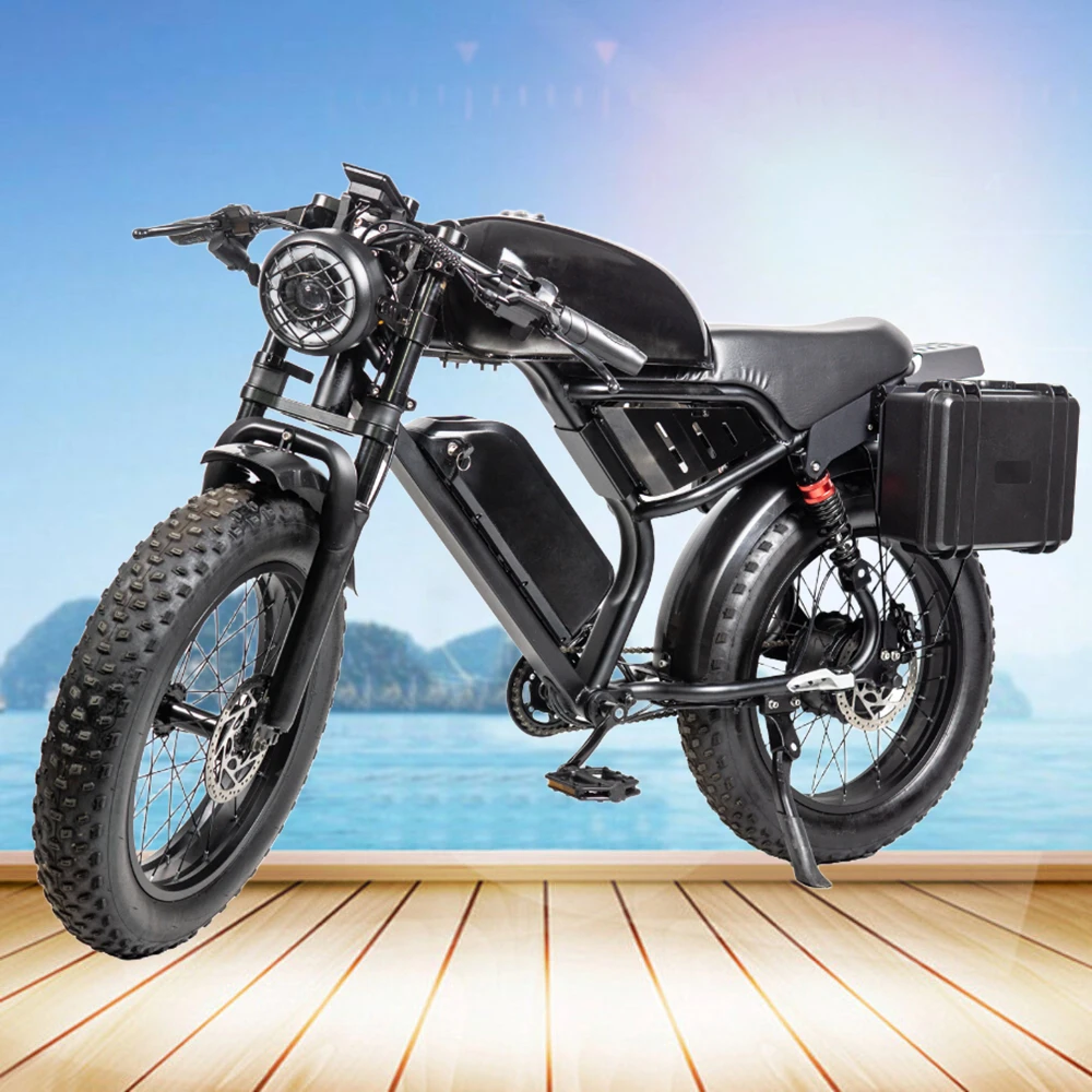

1000W Peak Motor 20" Electric Motorcycles Mountain fat tire E Bike For Adults, 29Mph 35Miles 48V 15.6AH Electric Bicycle Ebike