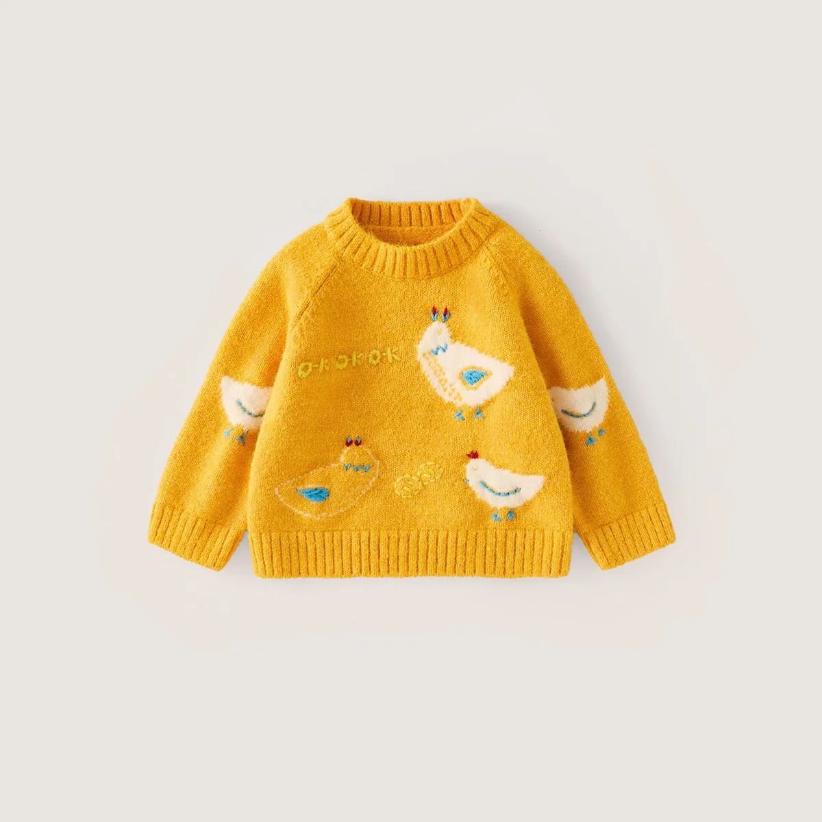 Baby Girls Winter Cartoon chicken Embroidery Sweaters Coat Clothes Autumn Boys Pullovers Tops Kids Knitted Sweaters 1-8 Years