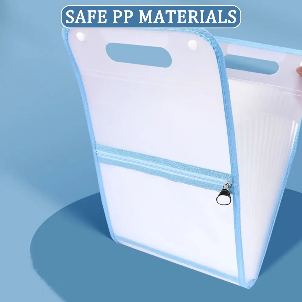 Fashion Waterproof A4 File Folder 13 Pockets Large Capacity File Organizer Plastic Test Paper Storage Folder