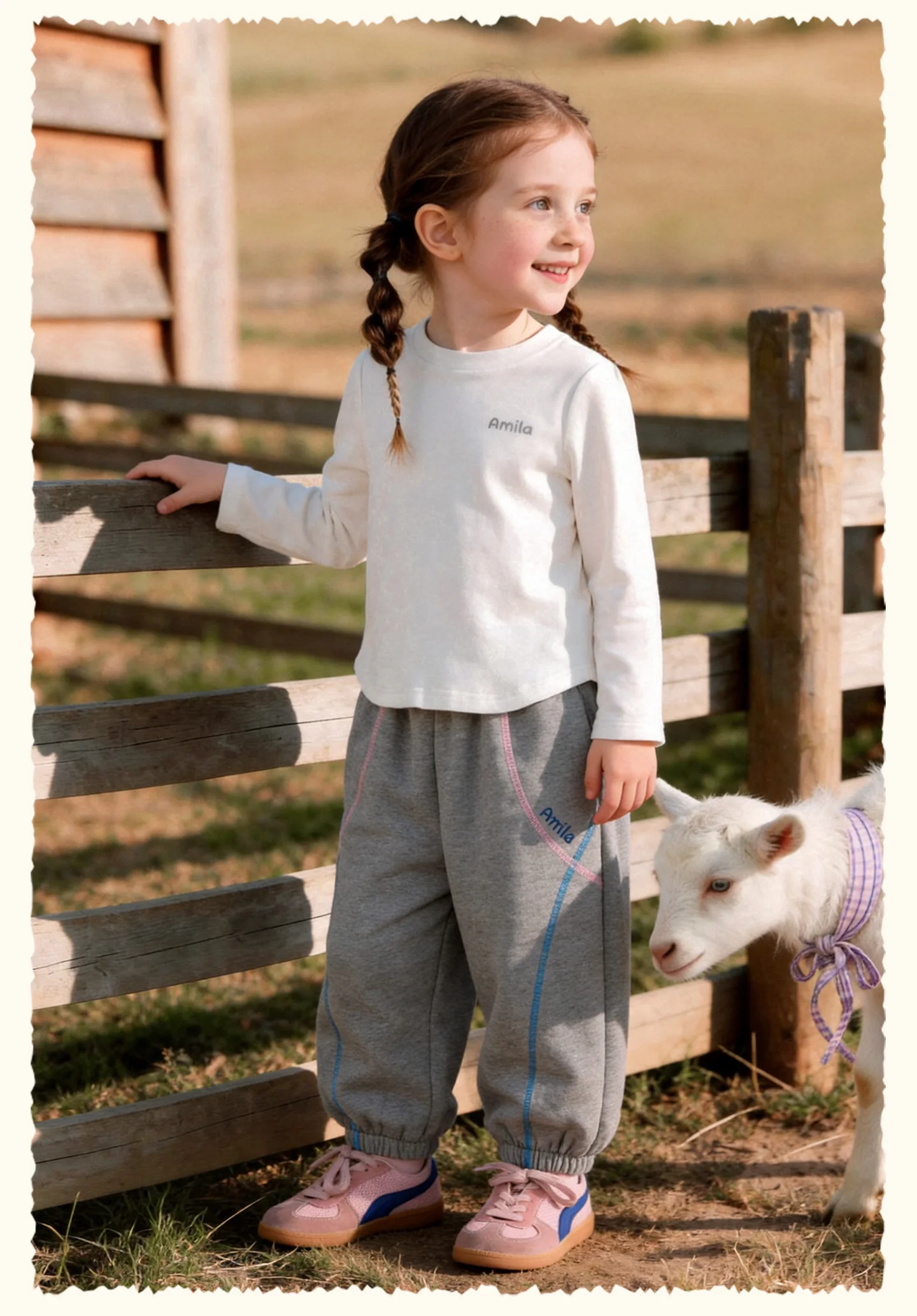 Amila 2026 Herbst Neue Kinder-Freizeithose Sportliche Hose mit Bündchen, Farbblock-Streifen, Marken-Stickerei, Modische, Bequeme Alltagshose – Detail 12