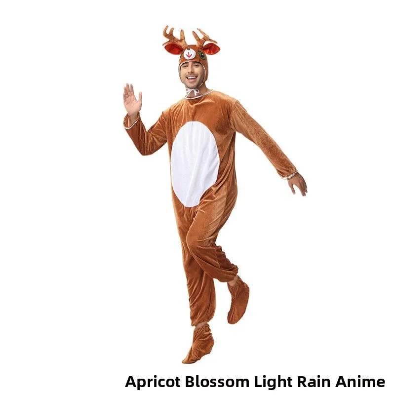 Neues Halloween-Hirsch-Einteiler-Tier-Rollenspiel-Kostüm für Herren und Damen, Paarkleidung, exer Overall für Männer und Frauen