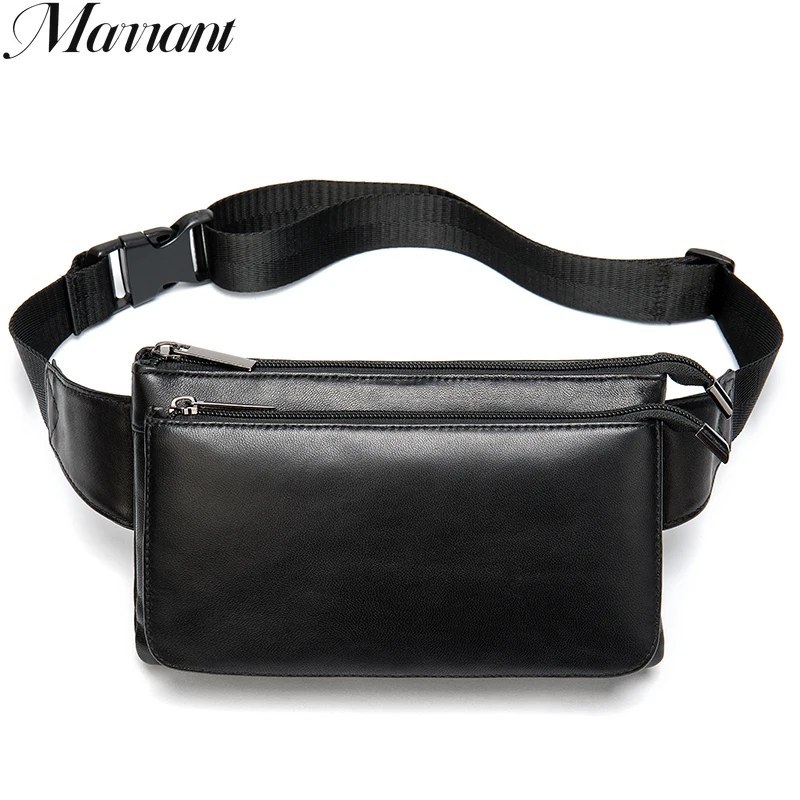 Marrant Men's Waist Bag Genuine Leather For Men Male Fanny Pack Designer Luxury Brand Bag Belt Men Chest/hip Bags Sling Pack