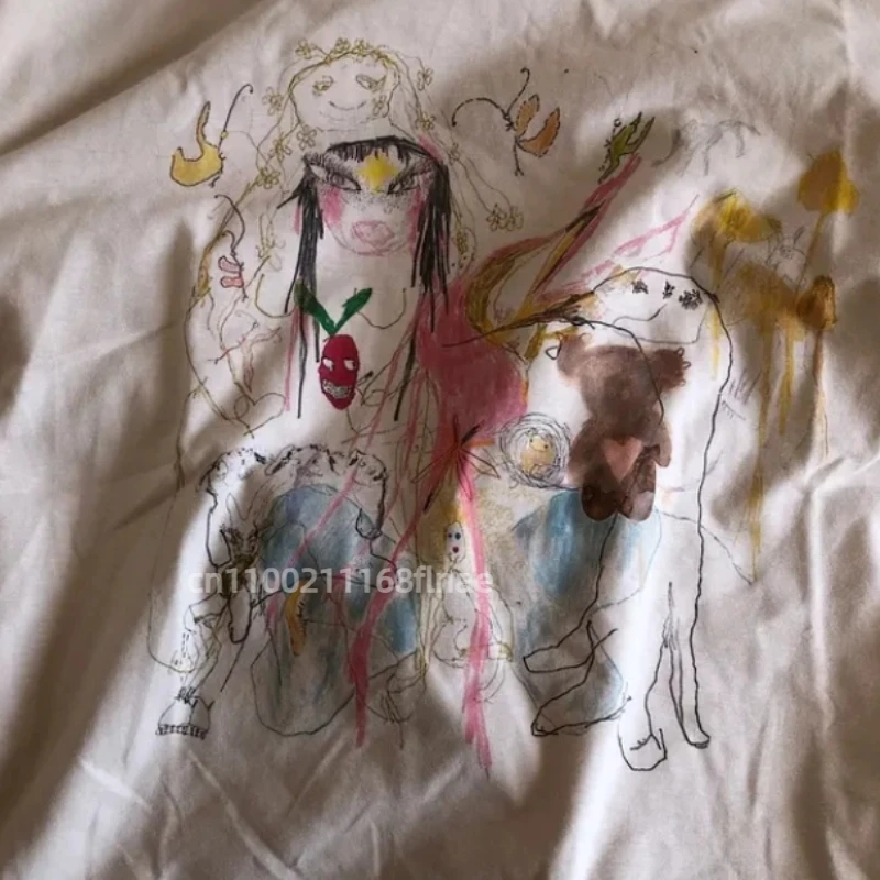 Pattern T-shirt short sleeved summer street dance top street casual hip-hop performance costume unisex