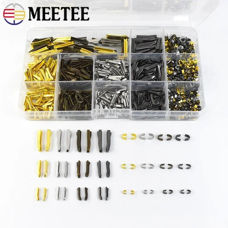 1set Metal Zipper Double Open Latch Repair Kits Tool for 3# 5# 8# Zippers Non-slip Stopper DIY Coat U Shape Top Stop Replacement