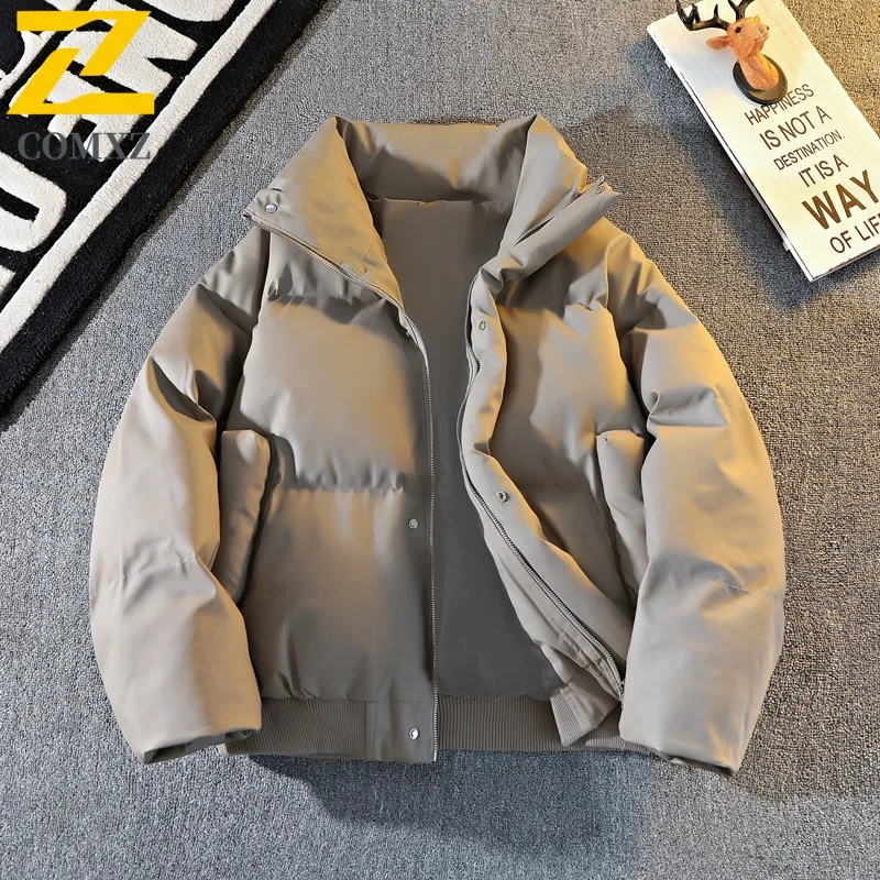 

COMXZ Travel Stand Collar Down Jacket Men Windproof Warm Parka Korean Fashion Lightweight Wind Resistant Winter Down Coat