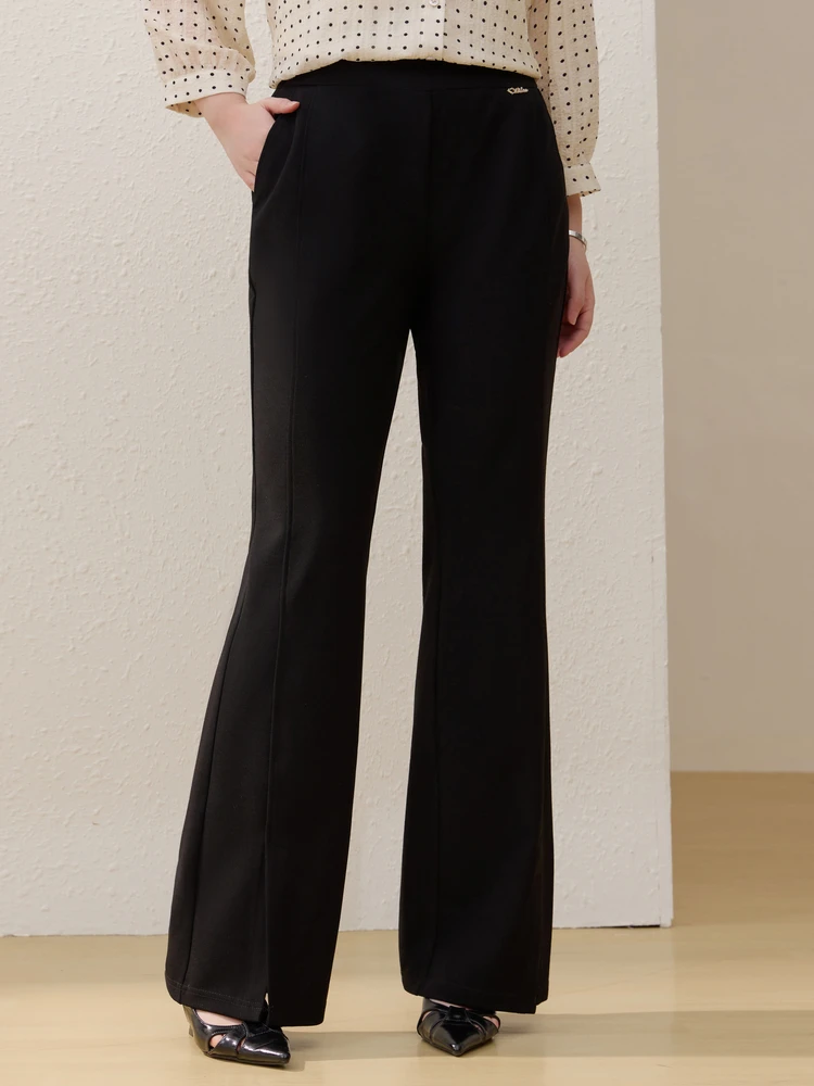 

Slimming High Waist Straight Leg Pants with Slits for plus Size Women Faionable Versatile Spring Collection by Qianlixiu