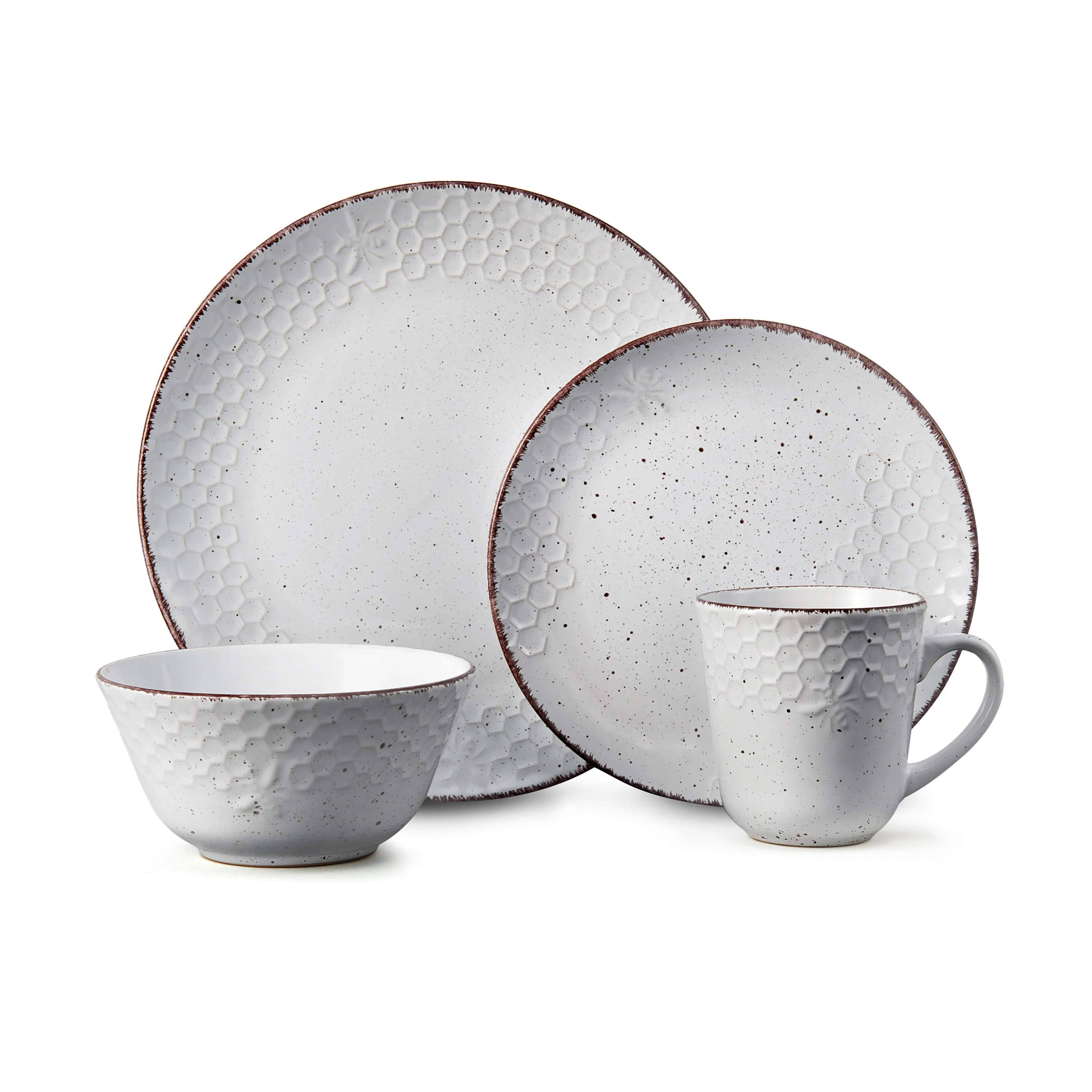 

White Stoneware 16-Piece Dinnerware Set for Home Use