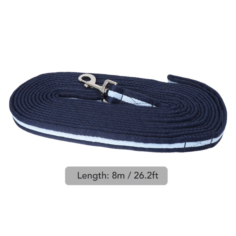 حبل تدريب الخيل باللون الأزرق الداكن بطول 26.2 قدم من الفولاذ المقاوم للصدأ من البوليستر لركوب الخيل الرائد #5