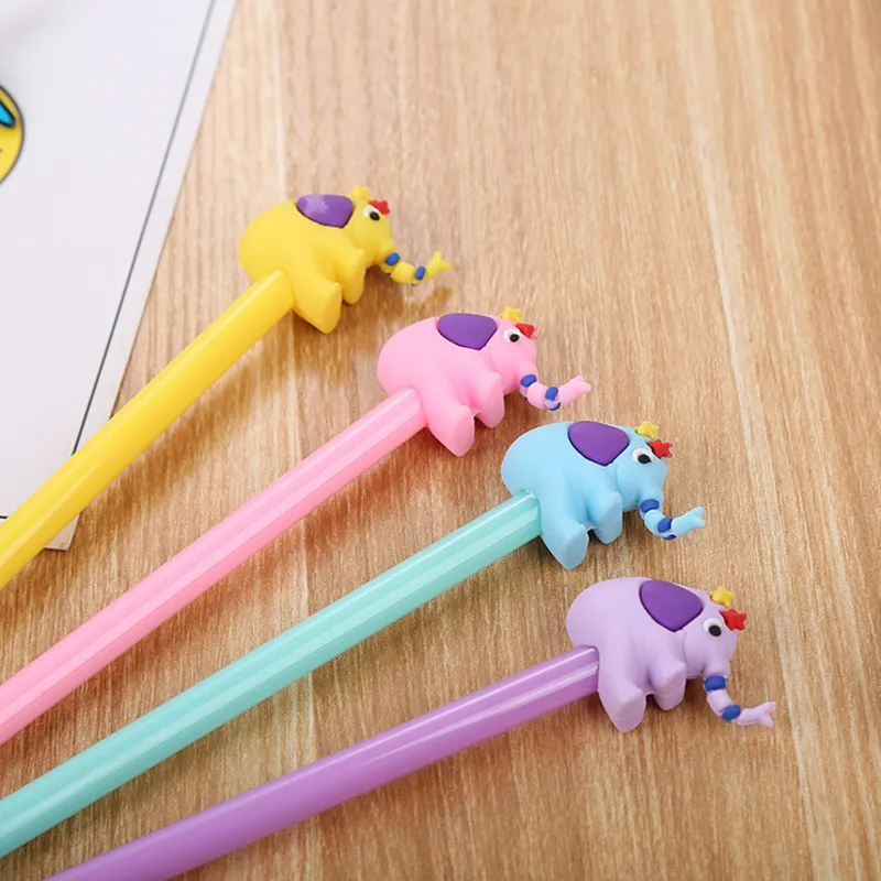 4 Piece Kawaii School Supply Office Stationery Handles Creative Cute Gift Cartoon Elephant Sweet Gel Pen