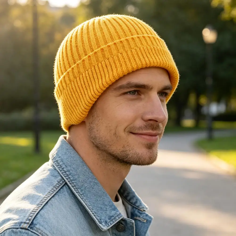 Soft Fleece Lined Thermal Hat Winter Knitted Hat with Ear Flaps for Men Soft Fleece Lined Thermal Cap for Running for Shopping