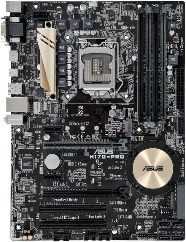 ASUS H170-PRO Motherboard + i5-6500 CPU-Kit Intel H170 LGA 1151 4×DDR4 64 GB M.2 PCI-E 3.0 DVI HDMI ATX