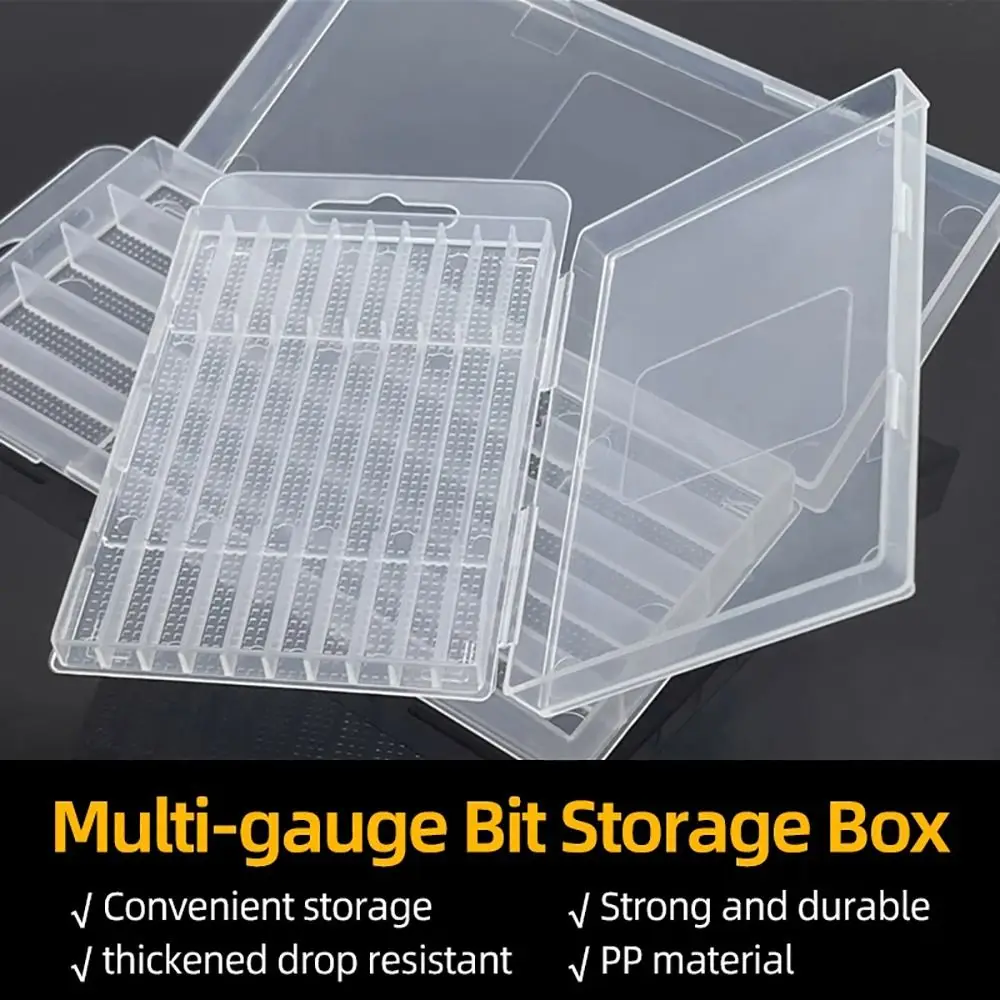 1Pcs Plastic Drill Bits Storage Box 5/10 Holes Multi-gauge Tool Parts Storage Case Clear Hardware Tool Box