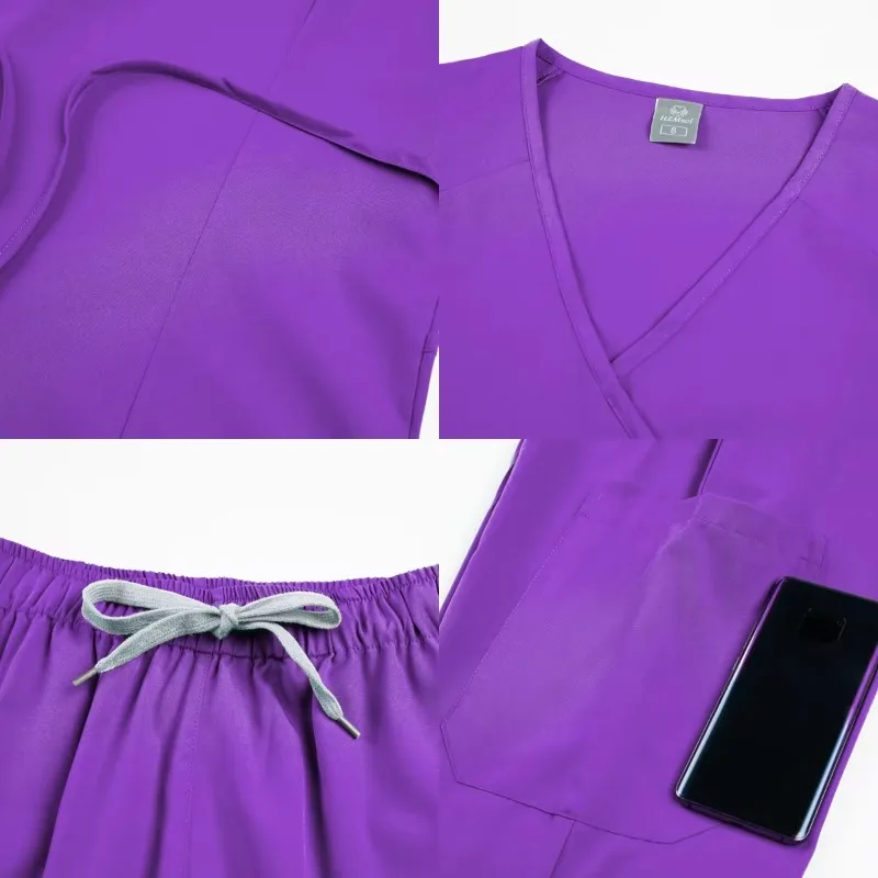 새로운 스크럽 세트 의료 유니폼 유니폼 의사 수술 작업복 미용실 작업복 작업자 스크럽 치과 작업복 세트