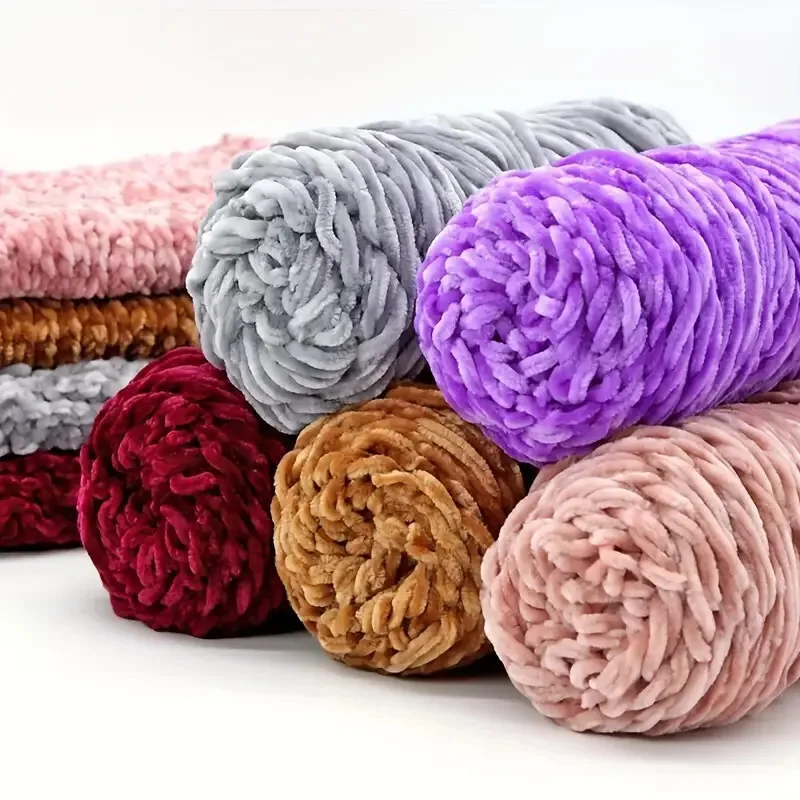 ZYFMPTEX 6/lot DIY 100% Polyester Chenille Gold Velvet Yarn Ball Hand Woven Scarf Plush Hat Clothes Coarse Thread 1 Twist 100g