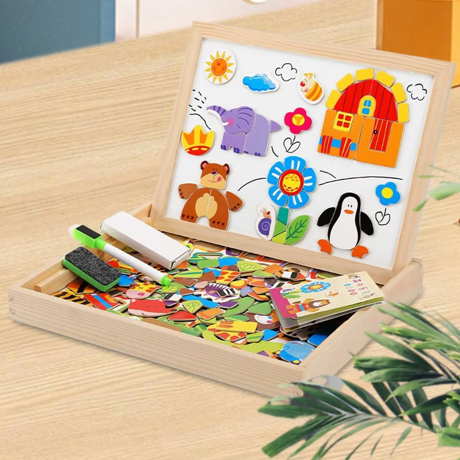 Kids Magnetic Board Wooden Kids Board Educational Toy Drawing Game For Learning Tool Preschool Classroom School Boys Baby