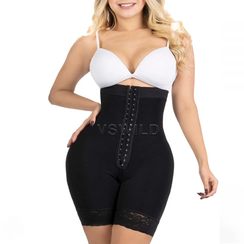 

Fajas Colombianas Waist Trainer Body Shaper Women Shapewear Thigh Sexy Lace Pants With Zipper Double Control Modeling Strap