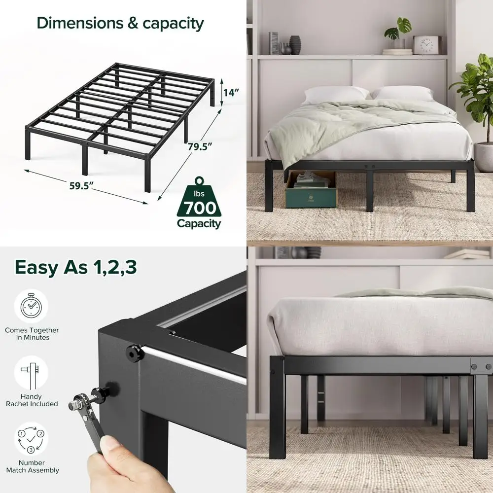 

Queen Size Zinus Elias 14 Metal Platform Bed Frame, Steel Support, No Box Spring Needed, Easy Assembly