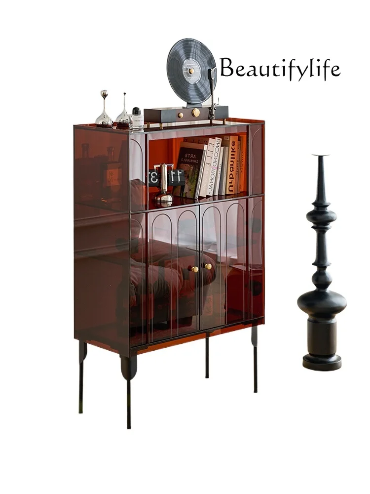 

Acrylic entrance dining side cabinet modern simple light luxury living room wine cabinet against the wall household locker