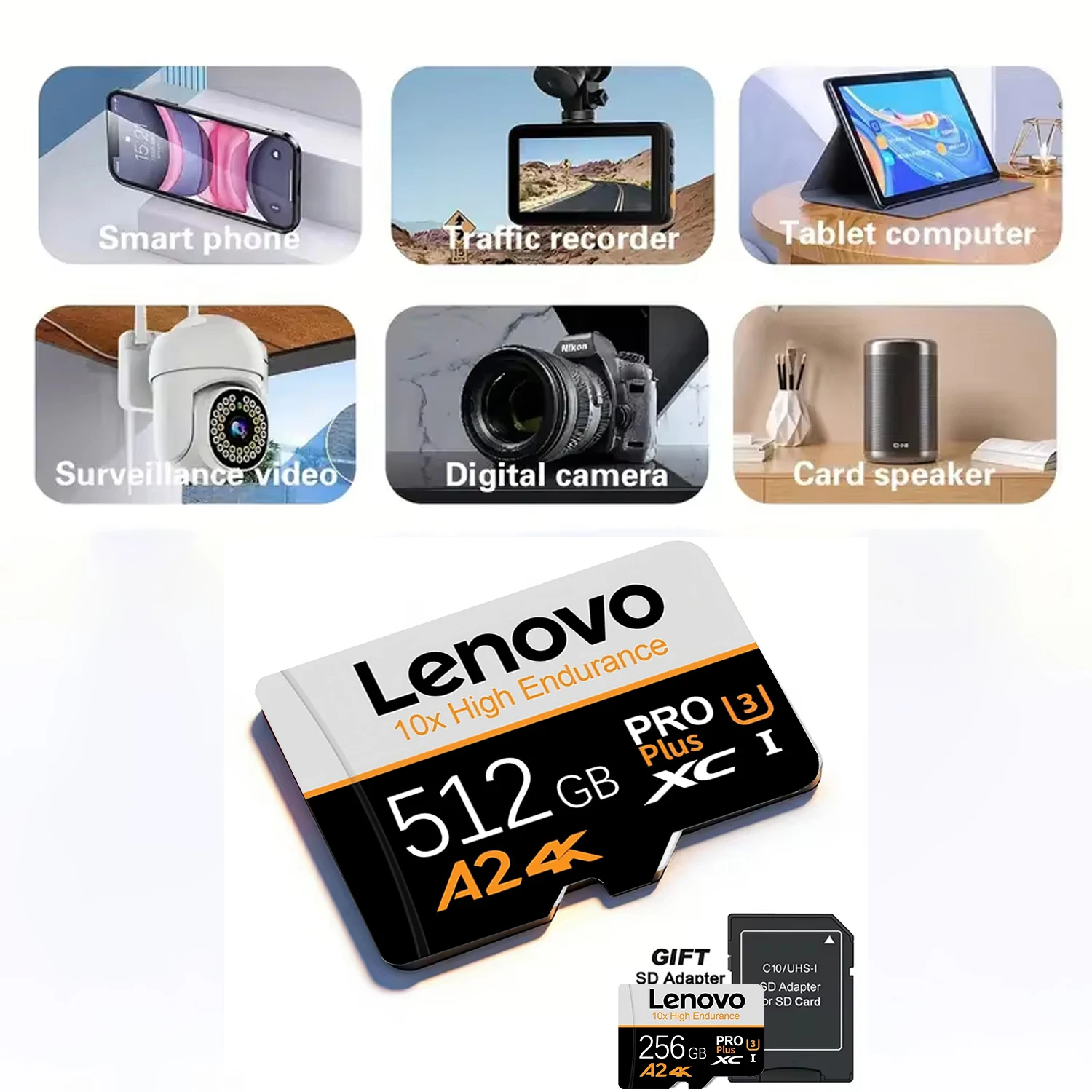 Original-Lenovo High Speed SD Flash Card 16GB  512GB 256GB 128GB 32GB 64GB Class 10 U3 4K for Phone Camera Drone TF Card U3