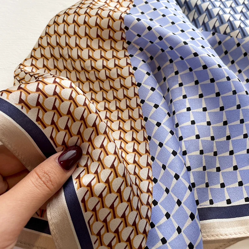 New scarf women spring printed 100% real silk scarves wrap shawl square Foulard Office Neckerchief Hijab Pashmina bandana femme view 6