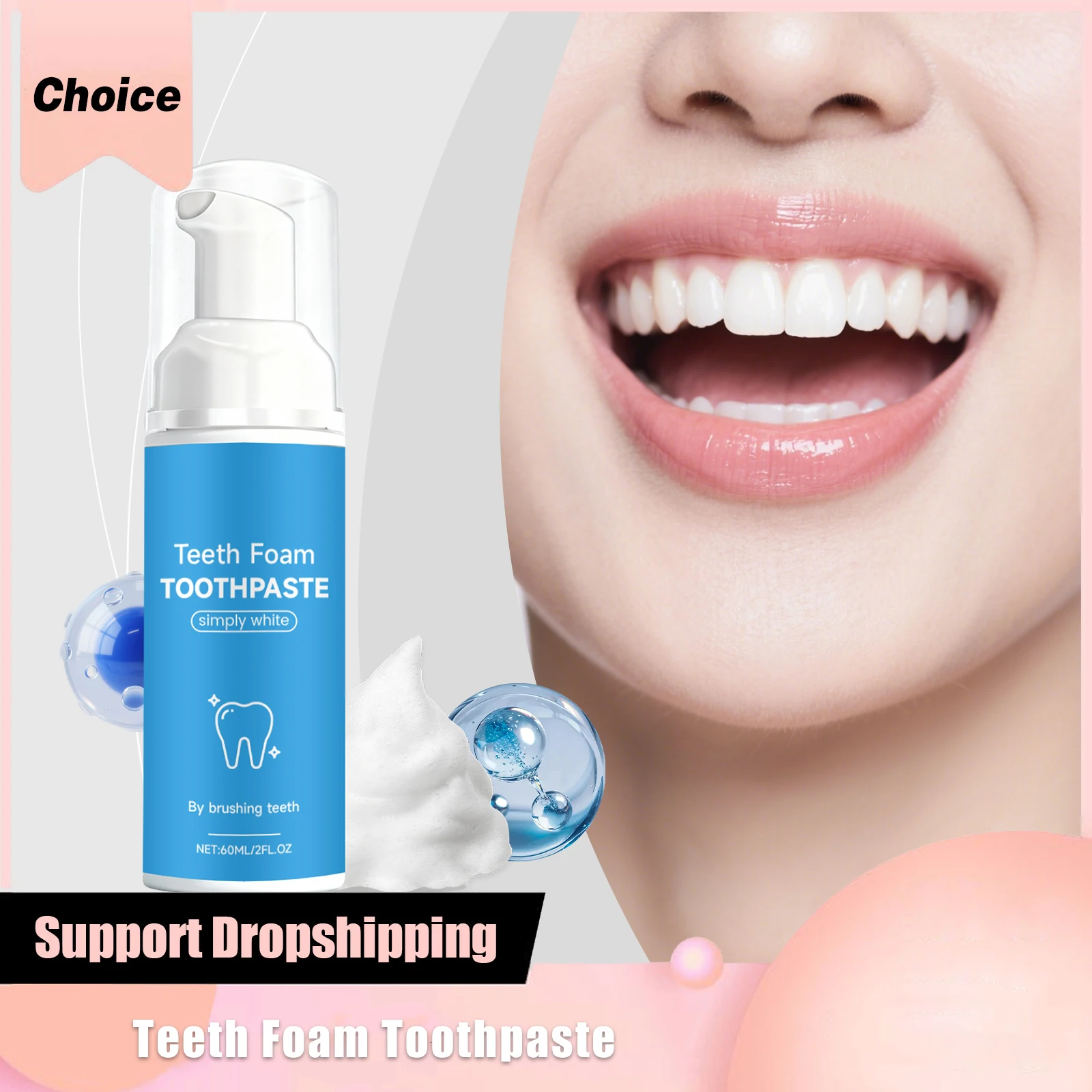 

Hydroxyapatite Mint Foam Toothpaste Whitening Deep Cleaning Remove Stains Freshens Breath Gentle Gum Care Teeth Cleansing Mousse