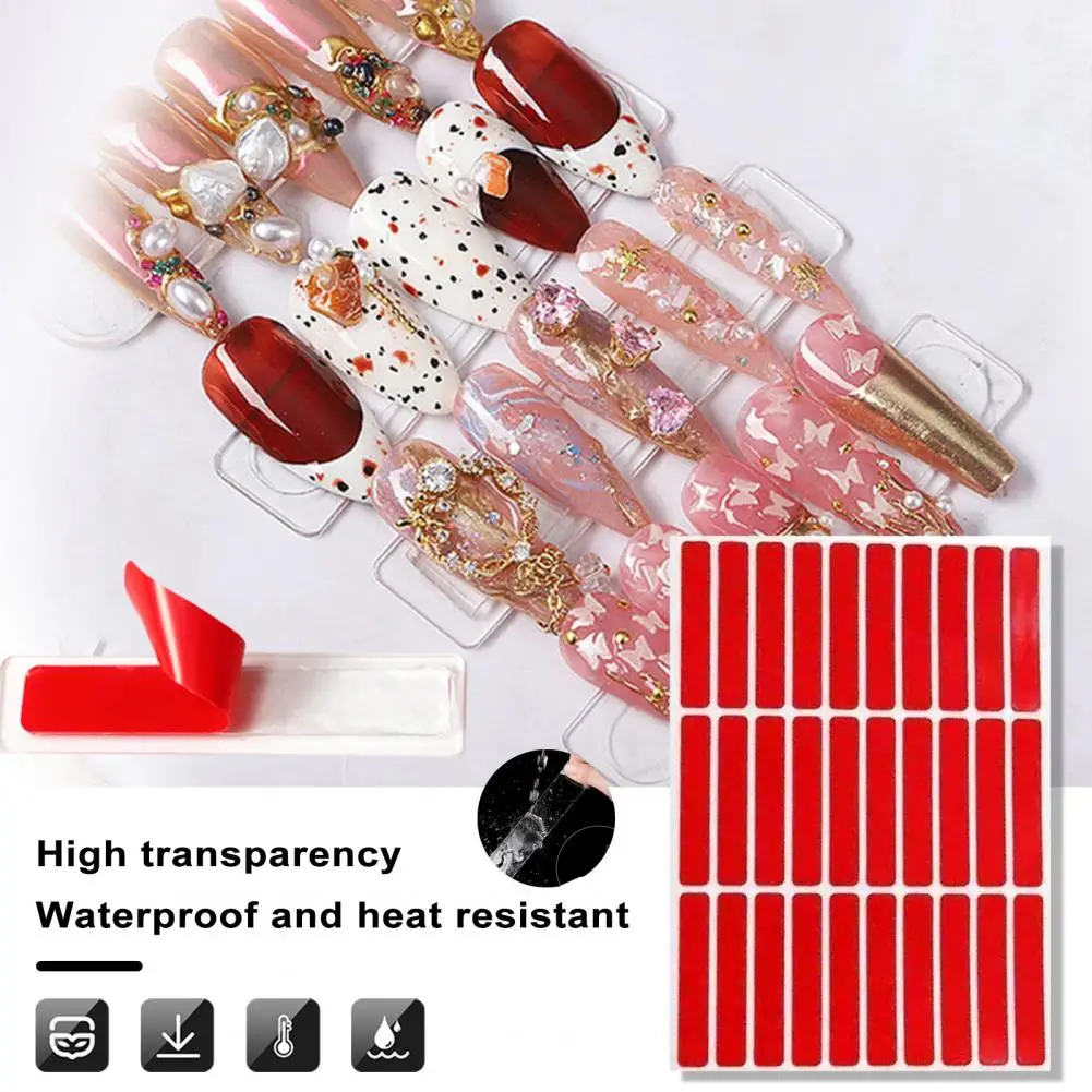 Multi-purpose Nail Tape Versatile Nail Display Stand 30pcs Transparent Adhesive Tape for False Nails Manicure for Showing