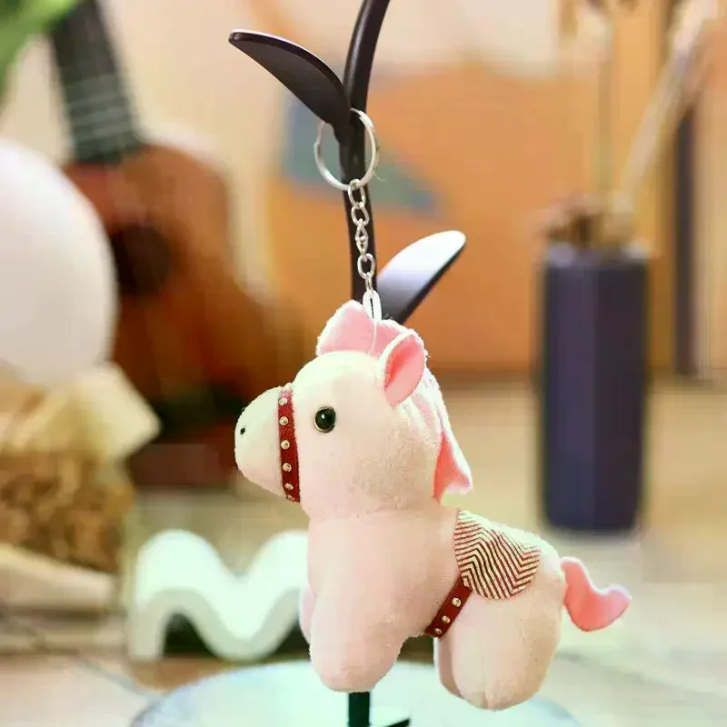 1Pcs Horses Plush Hanging Decor ​​Stuffed Animal Horse Key Ring Cute Pony Doll Backpack Ornaments Pendant Kids Toy