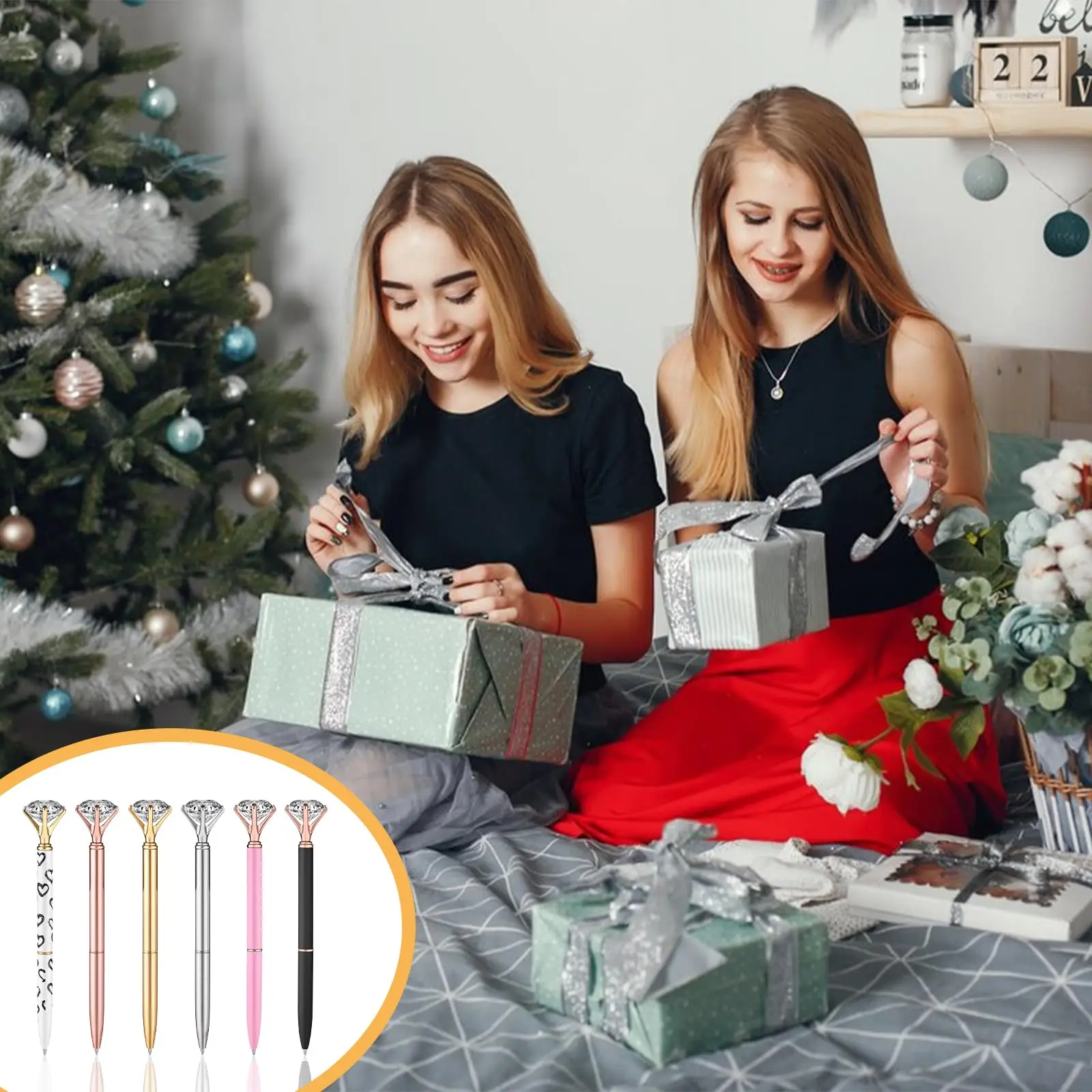 30 Pcs Big Crystal Diamond Ballpoint Pens Retractable Metal Crystal Pens for Women Wedding Bridal Shower Decor Gifts