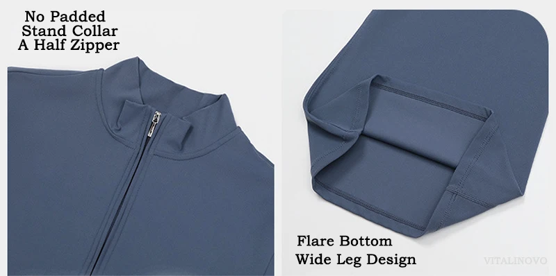 VITALINOVO Damen-Overall mit langen Ärmeln, Flare-Workout-Overall, Reißverschluss, Strampler, Hose, weites Bein, Ganzkörper-Body, figurbetont, einteilig – Detail 22