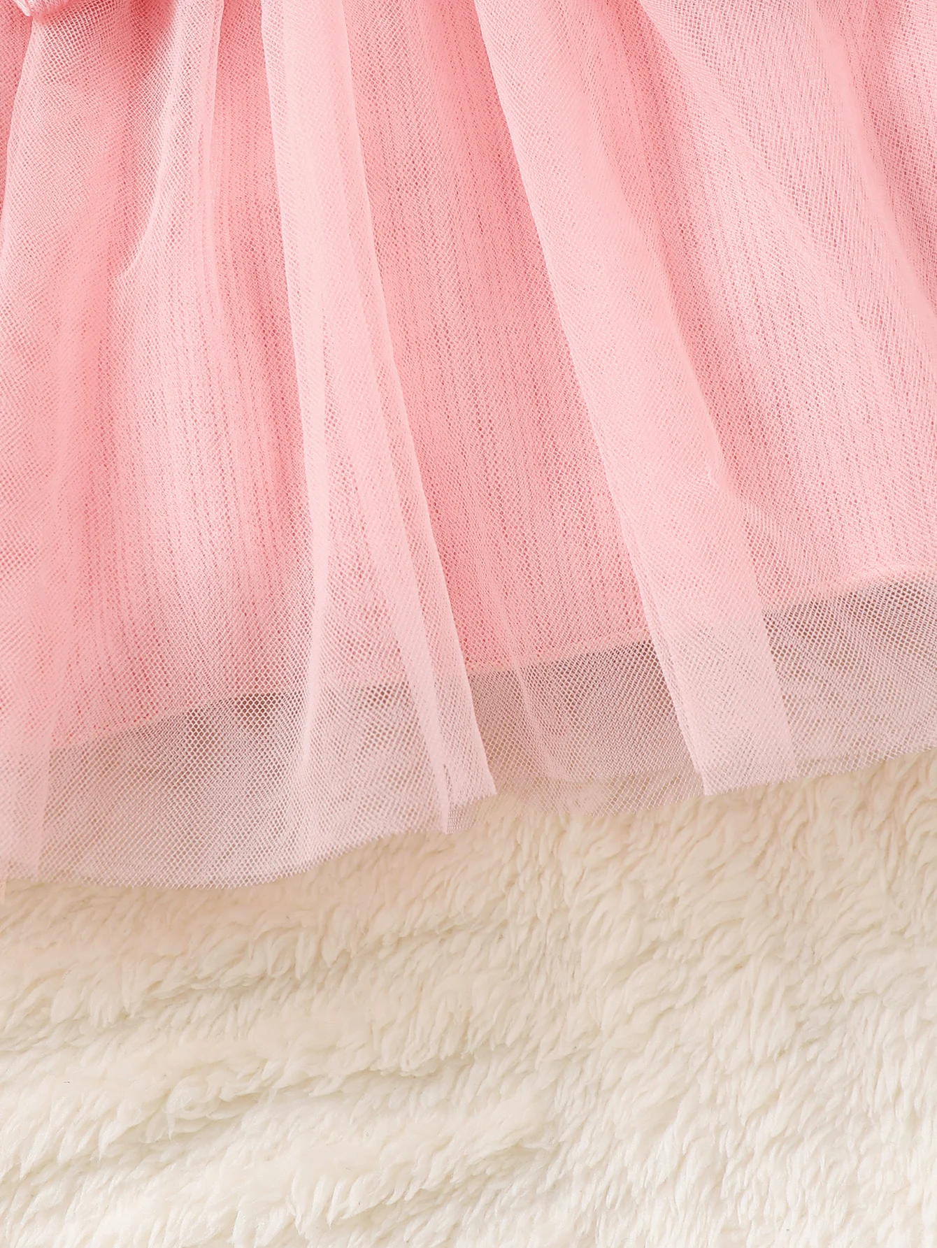 Neugeborenes Baby Mädchen Kleid Tüll Kleid mit kleinen Flügelärmeln und Stirnband Geeignet für 0-9 Monate Süßes Baby Mädchen Herbst Prinzessinnenkleid – Detail 6